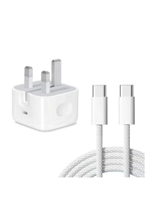 باور بلس شاحن سريع 120واط لأجهزة آيفون | شاحن جداري سريع بمنفذ USB-C، مع كابل شحن USB-C بطول 1 متر، متوافق مع أجهزة آيفون 16/15/17 برو ماكس/برو/بلس وجميع الهواتف المحمولة المزودة بمنفذ USB-C - Image 1